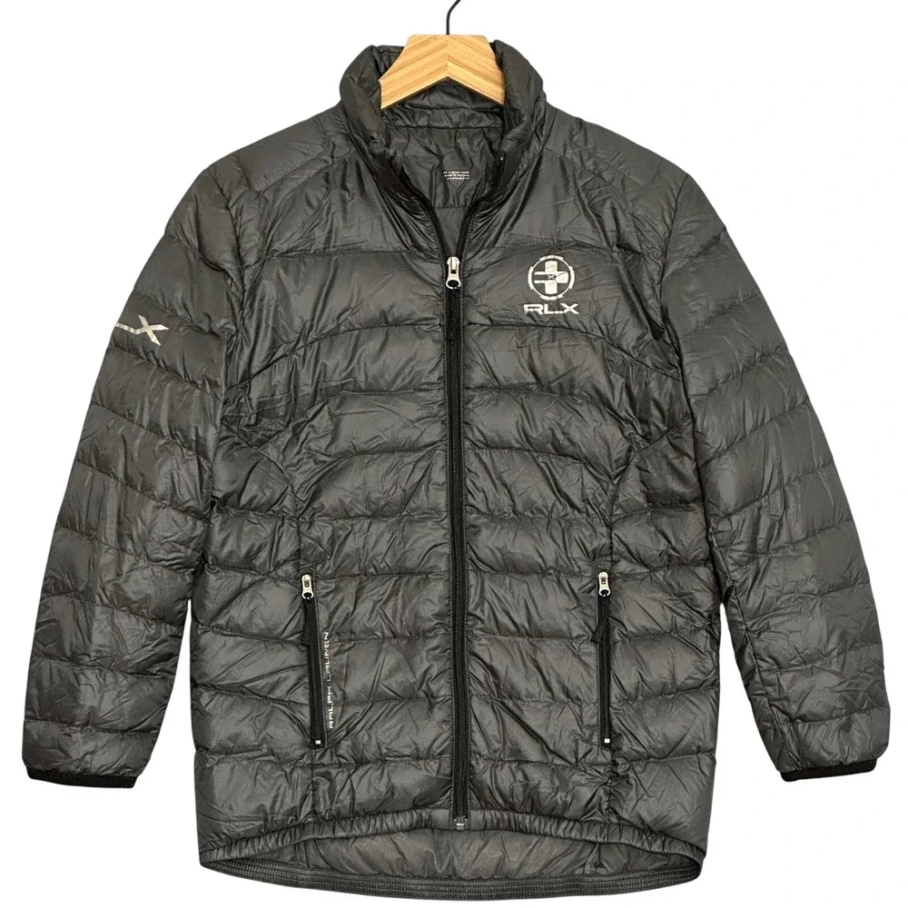 RLX Ralph Lauren Boy Jacket M Gray Down Puffer Lightweight Packable Outdoors